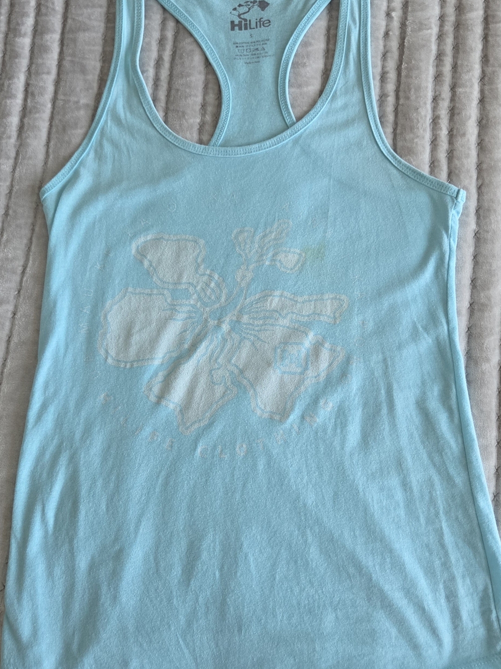 HI Life Light Aqua Floral Scoop Neck Tank Top